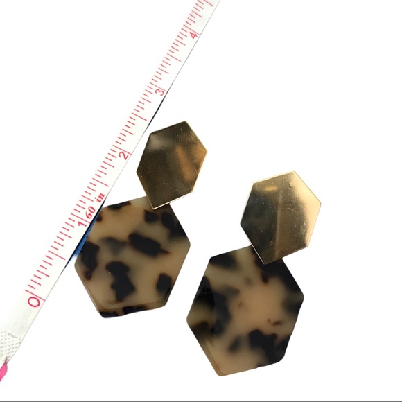 Gold Tone Acrylic Earrings - Picture 3 of 4